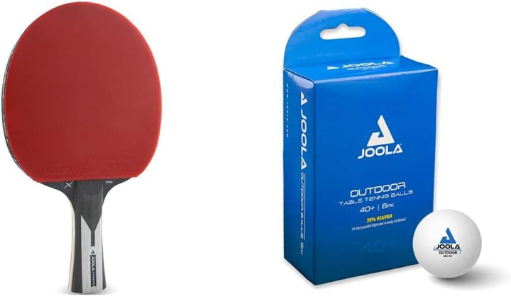 JOOLA 54206 Tischtennisschläger Carbon X Pro, 2 MM Schwammstärke, Schwarz/Grau & 42183 Tischtennisbä