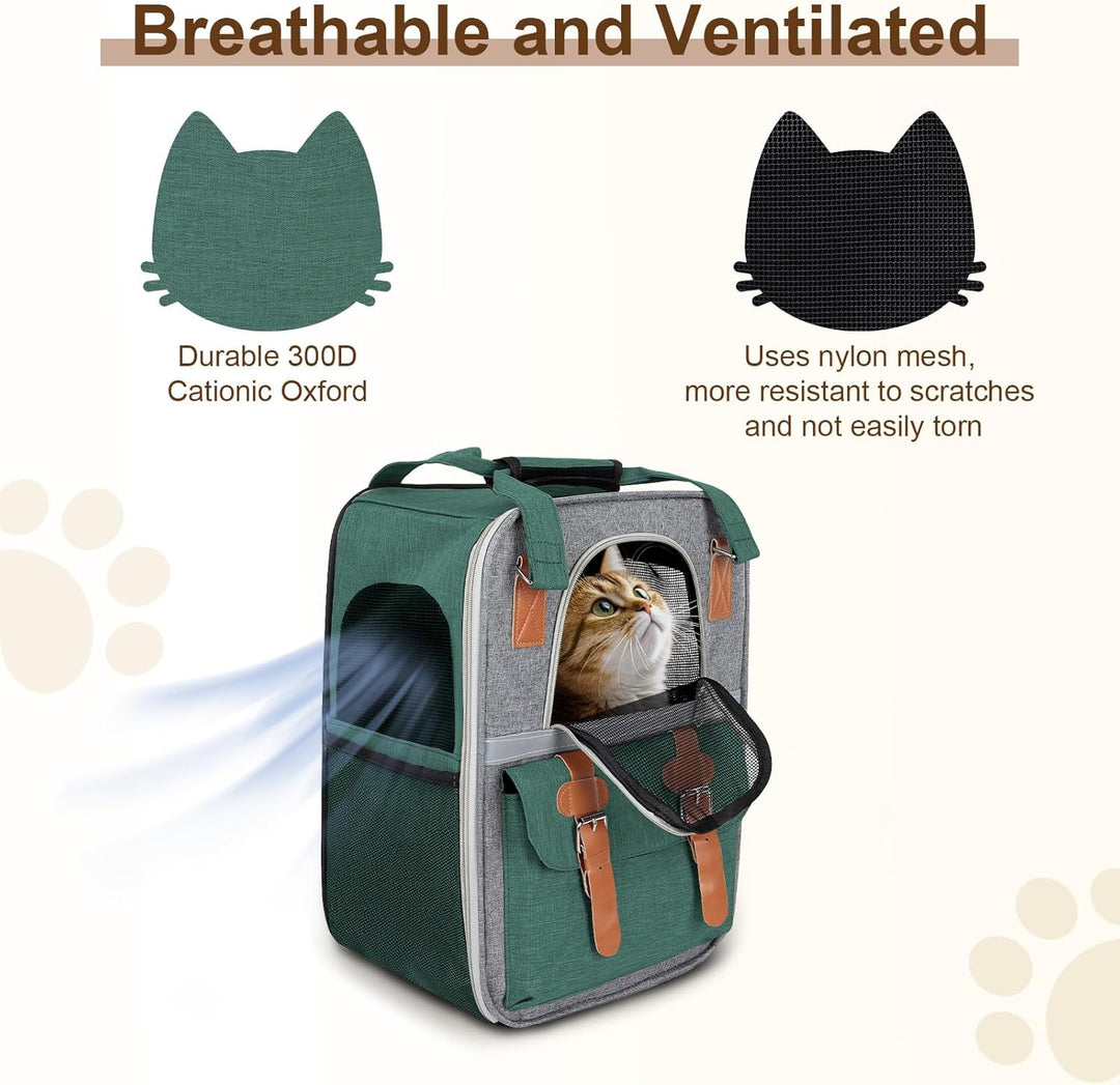 Haustier Rucksack für Katzen & Kleine Hunde,Atmungsaktiver Tragbare Katzenrucksack mit Sichtfenster,