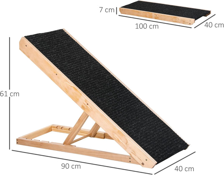PawHut Hunderampe für Bett und Couch Faltbar Haustierrampe mit 4 Einstellbare Höhe von 26 bis 61 cm,