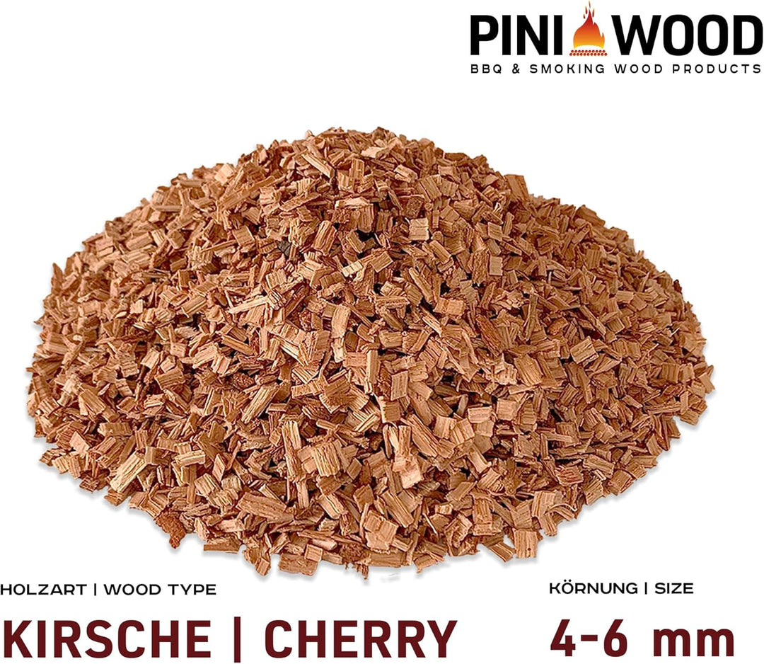 PINI 5 Kg Räucherchips Kirsche 4-6 mm Smoking Chips Räucherspäne 18 Liter
