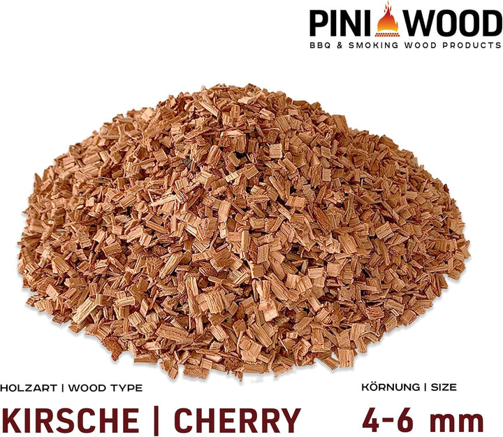 PINI 5 Kg Räucherchips Kirsche 4-6 mm Smoking Chips Räucherspäne 18 Liter