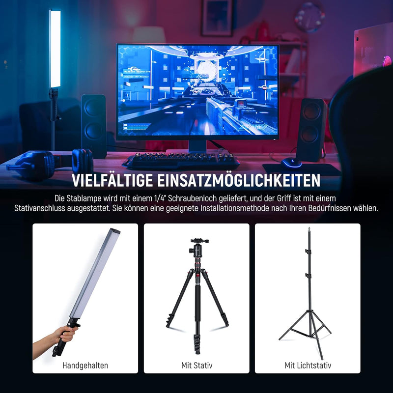 NEEWER BH30S RGB Videoleuchte Lichtstab mit 2,4G/APP Steuerung, 360°berührbare RGBWW Hue Mixer Photo