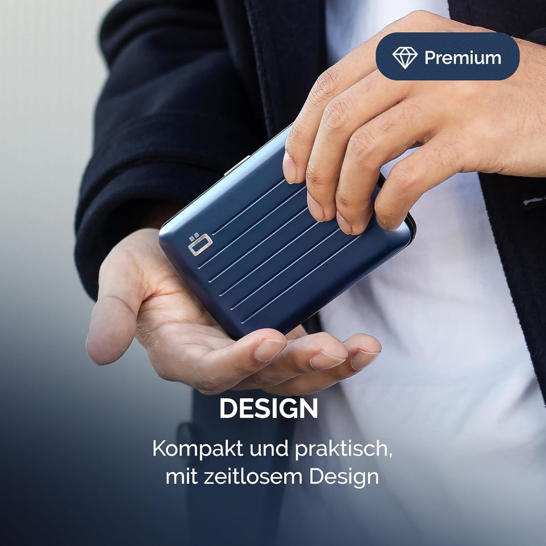 OGON Aluminium Geldbörse Smart Case V2 - Einfache Lagerung - Metallverschluss - Kartenetui mit RFID-