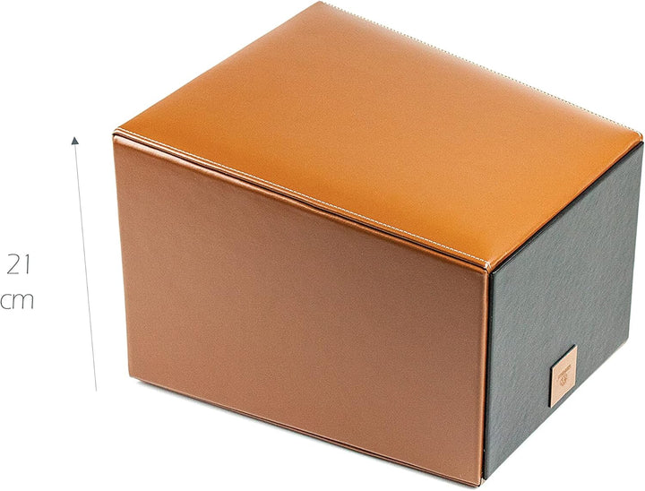 DELMON VARONE - Papierkorb aus Cambridge Top Grain Leder braun, Papiermülleimer für Büro, Schreibtis
