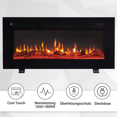 BALDERIA Elektrokamin Leif 36'' | Elektrischer 3 in 1 Stand-, Wand- oder Einbaukamin 3D-Flammeneffek