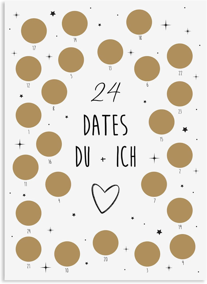 Adventskalender zum Rubbeln Weihnachtskalender (24 Dates Du + Ich A4), 24 Dates Du + Ich A4