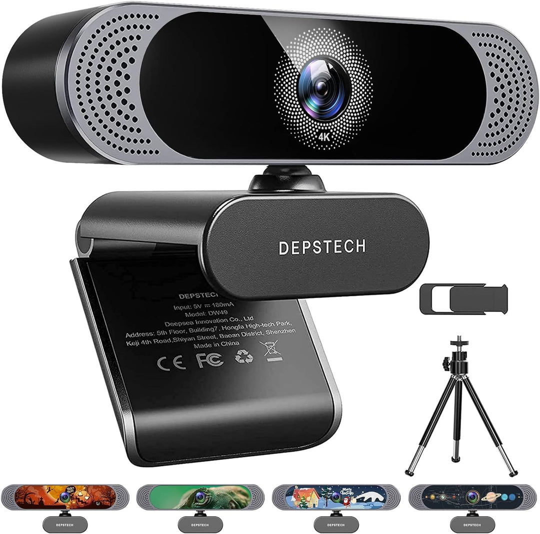 DEPSTECH Webcam with Microphone, 4K Webcam Autofocus Web Camera with Privacy Cover and Tripod, 8MP U