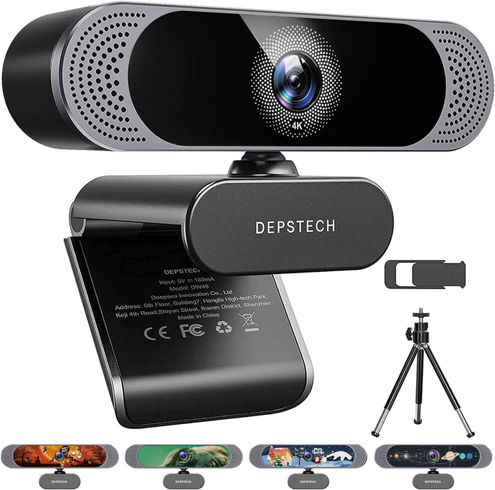 DEPSTECH Webcam with Microphone, 4K Webcam Autofocus Web Camera with Privacy Cover and Tripod, 8MP U