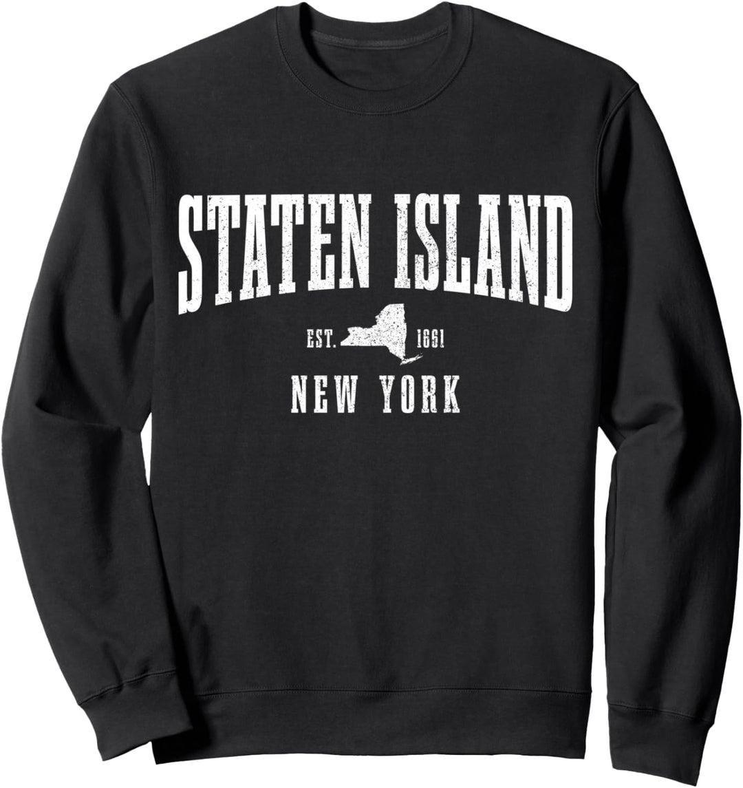 Staten Island Est. 1661 NY New York State Map Stolz Jahrgang Sweatshirt