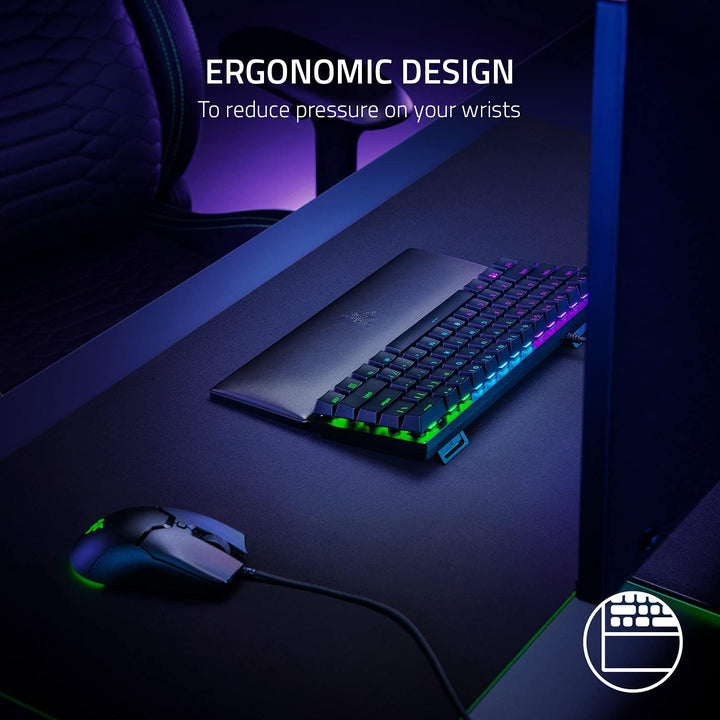 Razer Ergonomische Handgelenkauflage für Mini-Tastaturen: Plüsch-Kunstleder-Memory-Schaumstoff-Kisse