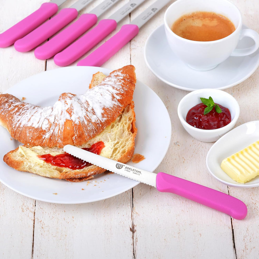 GRÄWE Magnet-Messerhalter Bambus mit Brötchenmessern pink Pink 6er Messerset inkl. Messerblock, Pink