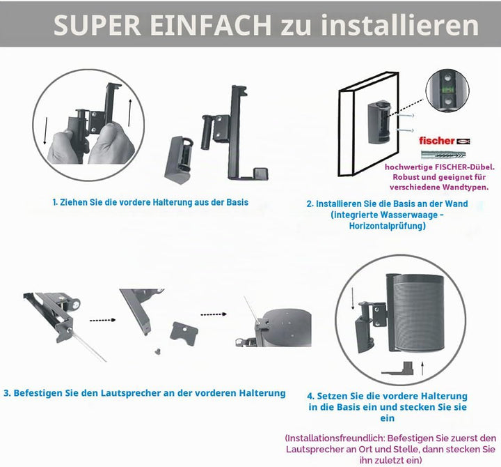 EMAQUIN Wandhalterung Paar(2 Stück) für SONOS One/SONOS One SL/SONOS Play 1 Speaker(Drehbar und neig
