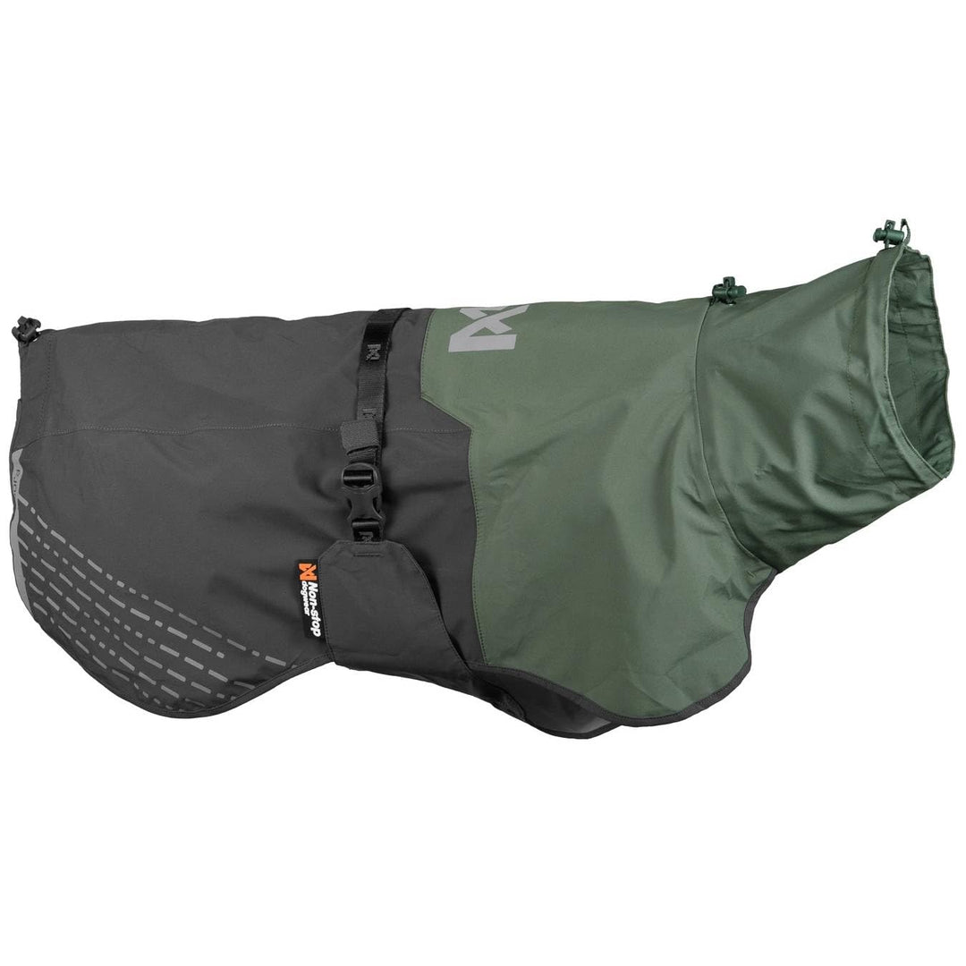 Non-stop dogwear Fjord Raincoat Grey/Green |2963| Regenschutz, Grösse:55 55 cm