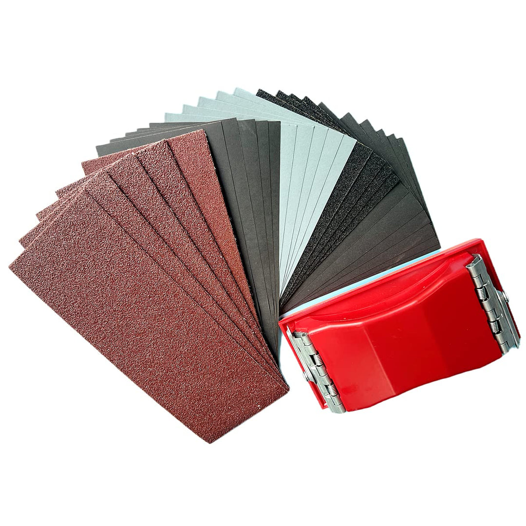 45 Stk Schleifpapier set mit Handschleifer , Sandpapier 93 x 230 mm, Körnung von 40 60 80 120 bis 20