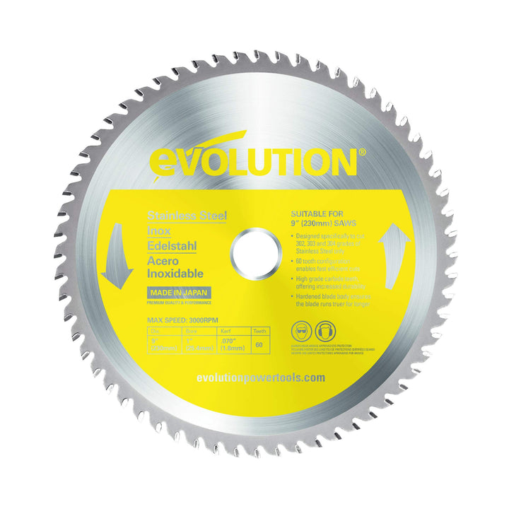 Evolution S230TCT-60CS - 230 mm Sägeblatt zum Schneiden von Edelstahl - Metall-Sägeblatt mit 60 Zähn