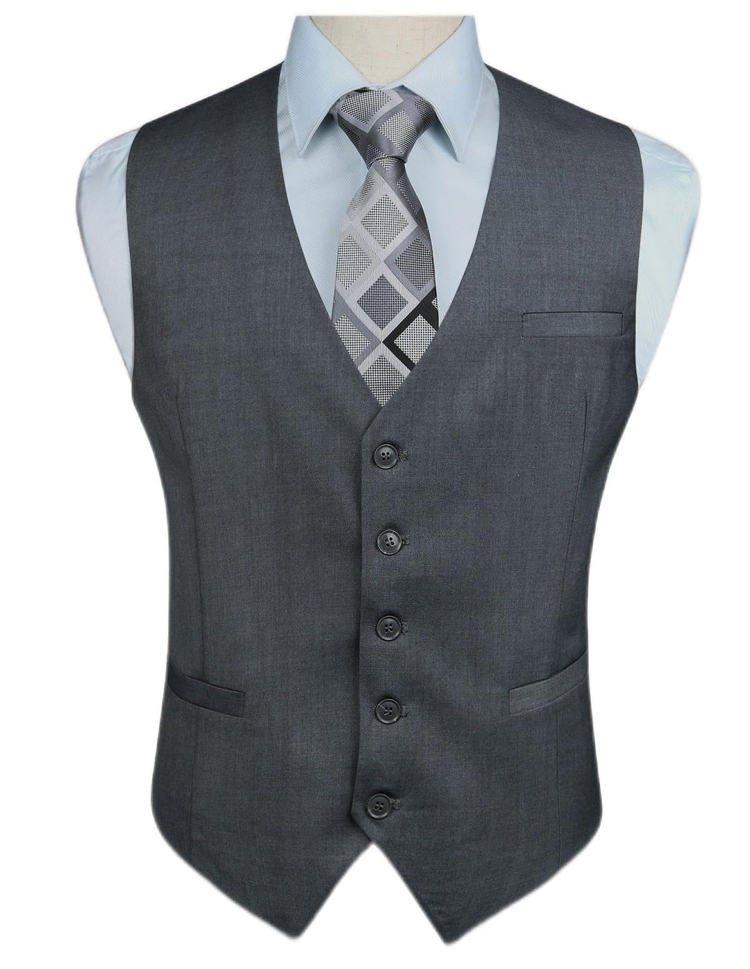 HISDERN Herren Formale Hochzeit Party Weste Baumwolle Einfarbig Weste XS Grau-1, XS Grau-1