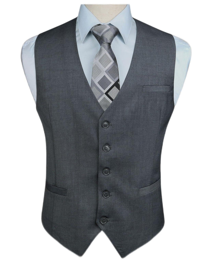 HISDERN Herren Formale Hochzeit Party Weste Baumwolle Einfarbig Weste XS Grau-1, XS Grau-1