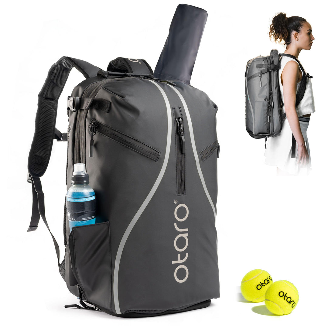 Otaro Tennisrucksack mit Schuhfach (Für 2 Tennisschläger) Inkl. Separierten Schuhfach & Schlägerschu