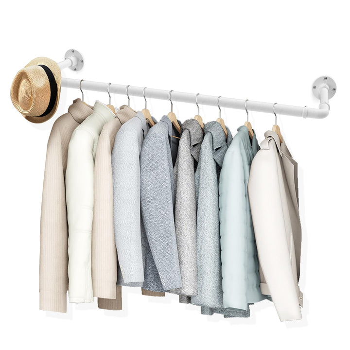 Kleiderstange für die Wand, 119cm Industrierohr Kleiderstangen,Kleiderständer Wandmontage, Industria