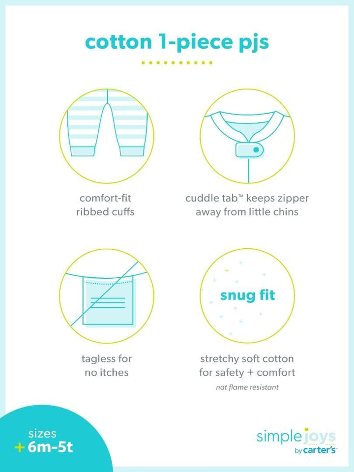 Simple Joys by Carter's Baby - Jungen 3-Pack Snug Fit Footless Cotton Pajamas Schlafstrampler (3er P