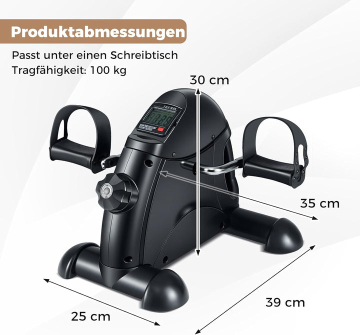 COSTWAY Pedaltrainer für Senioren, Arm und Beintrainer unter dem Schreibtisch, Heimtrainer mit verst