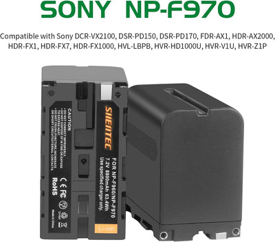 2 Stück Shentec 8800mAh NP-F970 akku Compatible with Sony NP-F970 NP-F960 NP-F930 NP-F950 DCR-VX2100