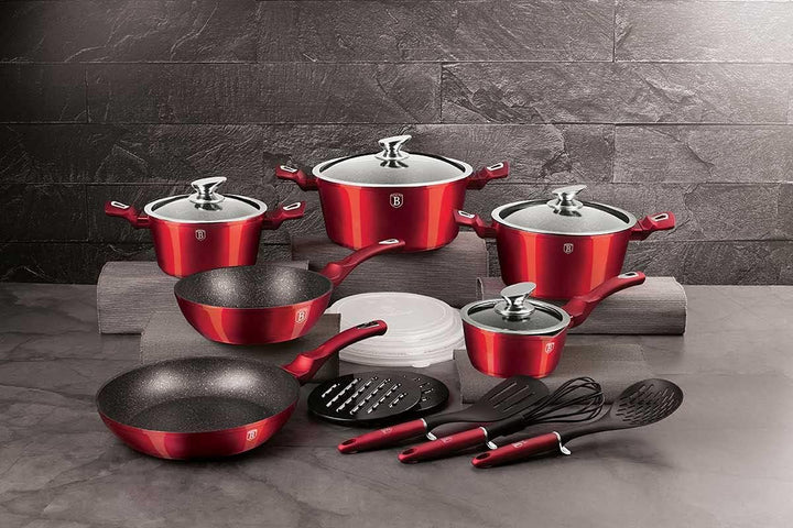 Berlinger Haus - BH/7035 - Küche von 18 PCs, Ausgabe der Burgundy Metallic Line Variety Pack Metalli