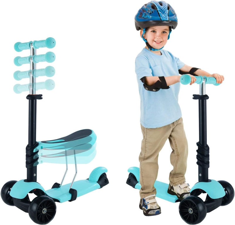 Scooter für Kinder| Tretroller mit Abnehmbarem Sitz 3-in-1 Höhenverstellbarer Kinderroller mit Leich