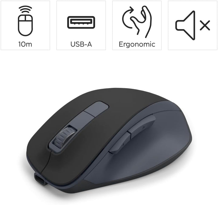 Hama Maus kabellos, wiederaufladbar (optische Funkmaus ohne Klickgeräusch, mit Akku, ergonomische Fo