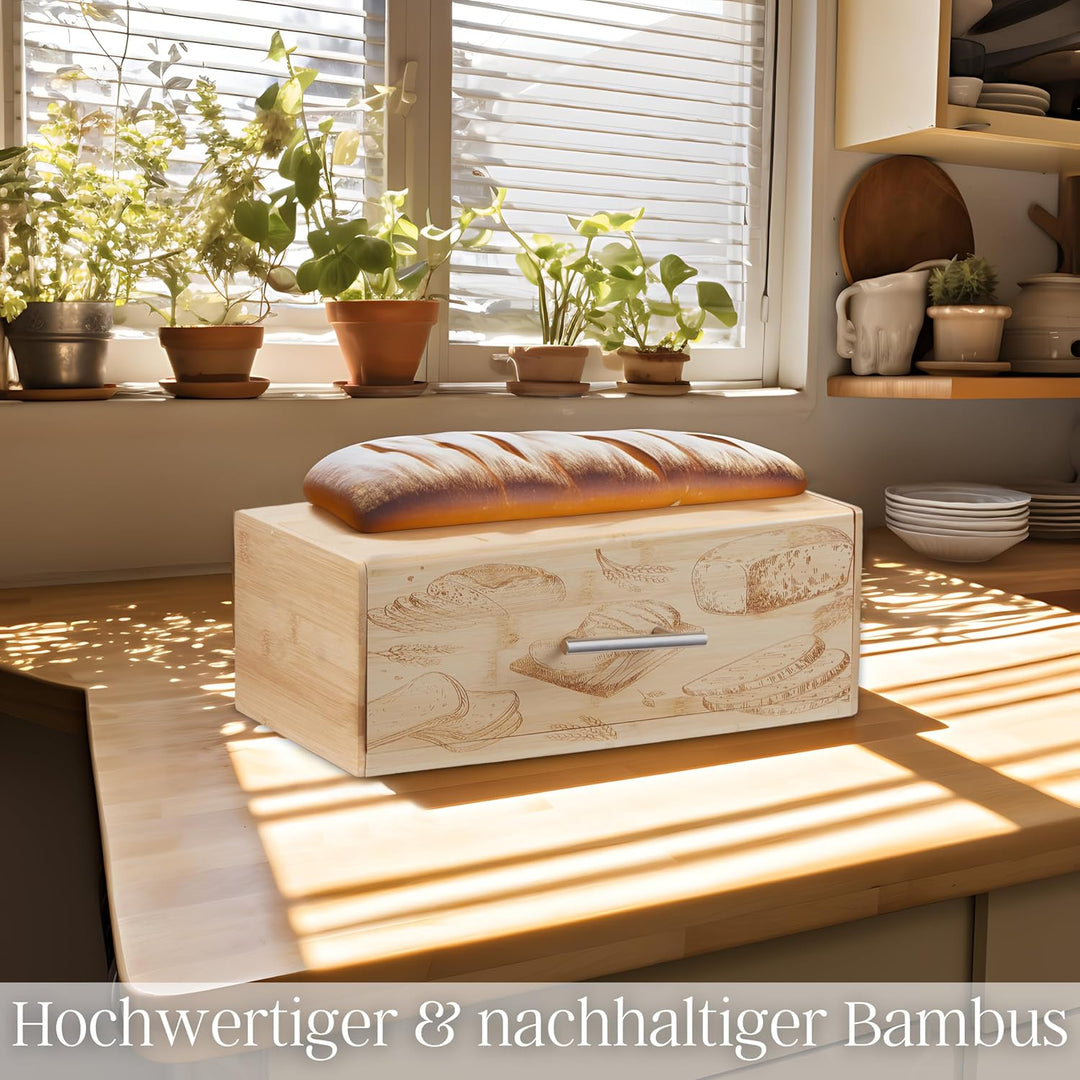 ecosa Brotbox aus nachhaltigem Bambus Brotkasten Brotaufbewahrung Brotkiste Aufbewahrungsbox Brotkor