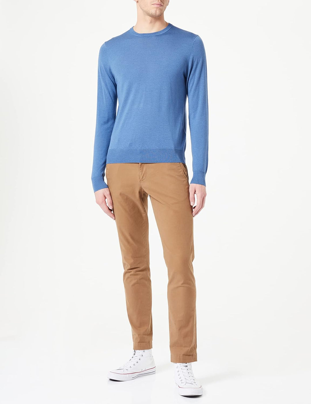 Hackett London Herren GMD Merino Silk Crew Pullover XS Blue (Steel Blue), XS Blue (Steel Blue)