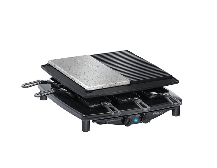 Steba Premium Raclette RC 4 Plus Deluxe | Made IN Germany | Antihaft-Druckguss-Grillplatte | Naturst