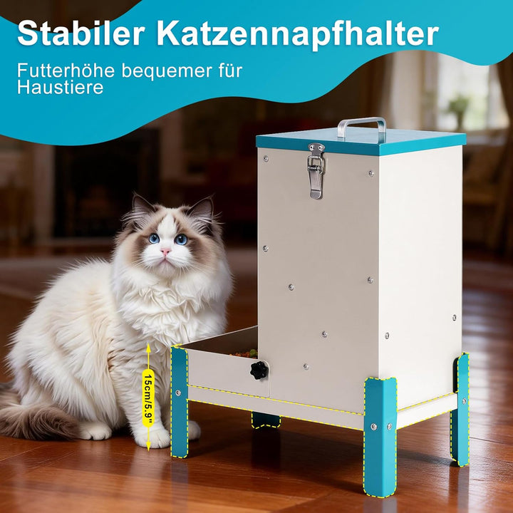Futterautomat Hund Trockenfutter, Metall-Futterspender für Katzen/Hunde, mit Abnehmbarem Näpfe, für