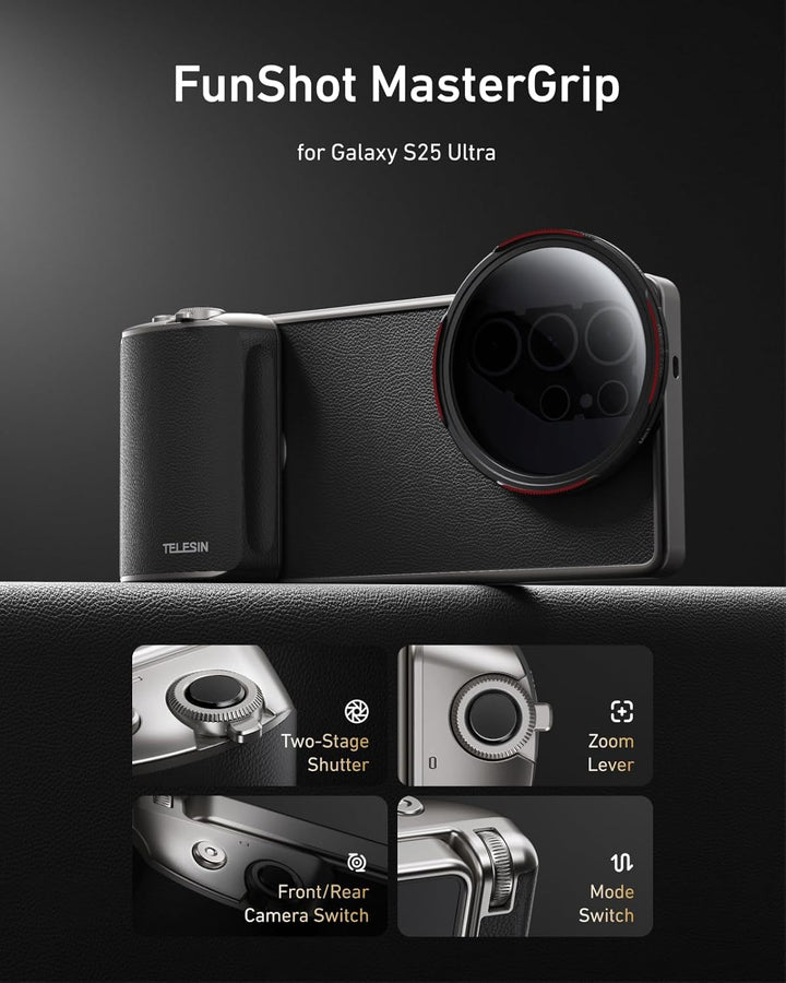 TELESIN Fun Shot Mastergrip Smartphone Kameragriff Fotografie Set (Griff + Smartphone Hülle + 67mm V