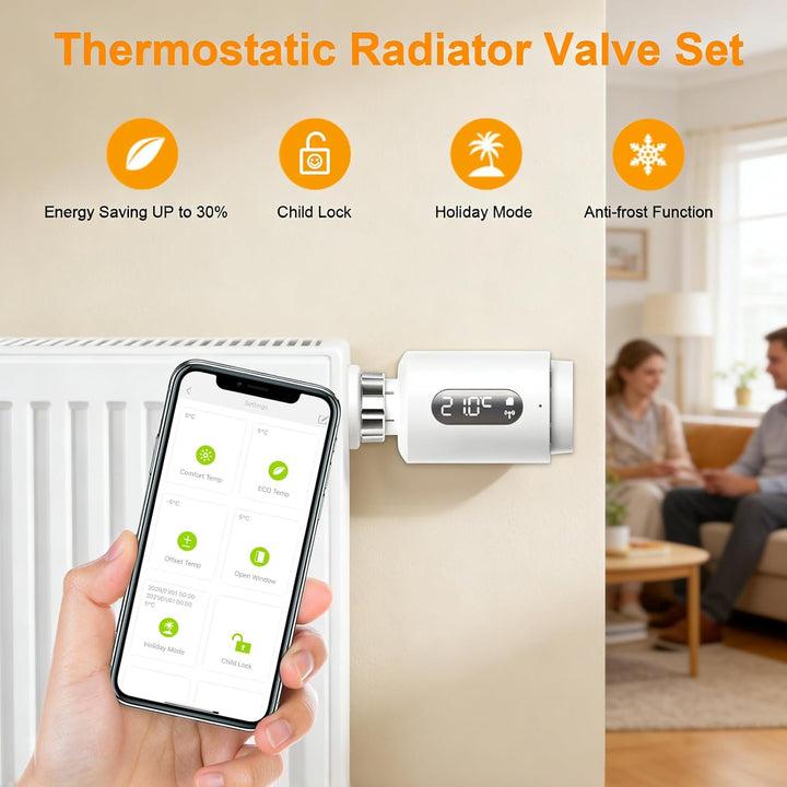 Smart Heizkörperthermostat mit APP WLAN ANTELA Digitale Display zur Kontrolle der Heiztemperatur, Ko