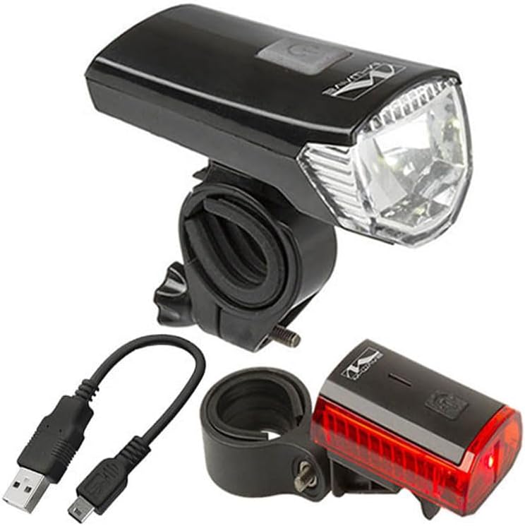 Fahrradlicht USB aufladbar, Front- & Rücklicht Set, LED, Akkuanzeige, Atlas K 11 USB von M-WAVE
