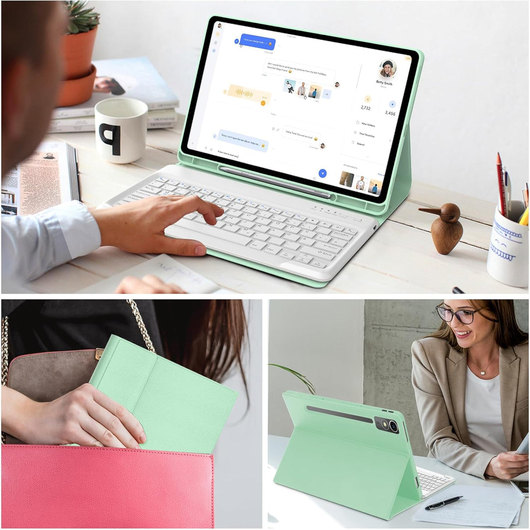 Tastatur Hülle für Lenovo Tab P12 12.7" 2023, QWERTZ Layout, Hülle Tastatur mit Magnetisch Abnehmbar