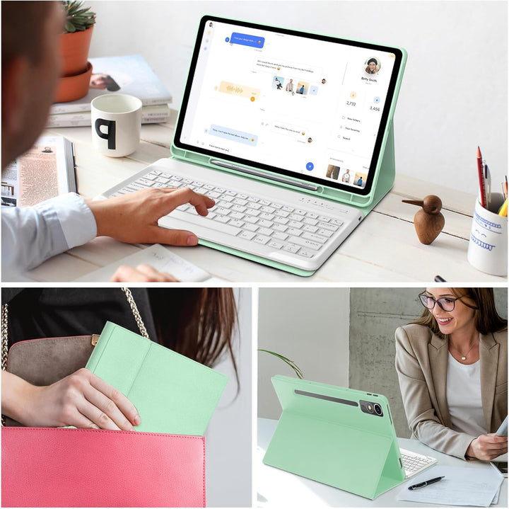 Tastatur Hülle für Lenovo Tab P12 12.7" 2023, QWERTZ Layout, Hülle Tastatur mit Magnetisch Abnehmbar