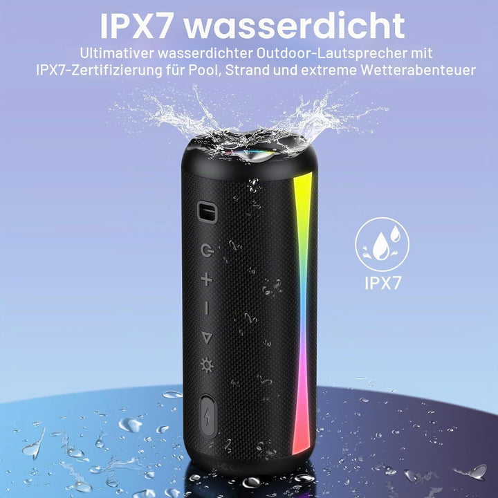 Bluetooth Lautsprecher, Musikbox Bluetooth 5.4 mit RGB Lichter, Bluetooth Box Freisprechfunktion für