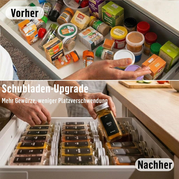 Deco haus® Gewürzgläser Eckig mit Gewürzetiketten Gewürzgläser mit Streueinsatz 36er Set - Gewürzdos