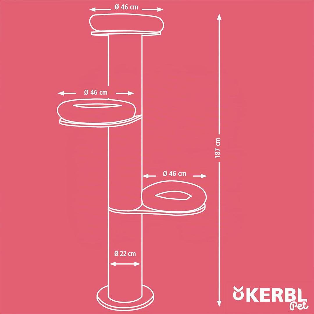 Kerbl Pet Kratzbaum Dolomit Tower, Ø38cm Höhe 187cm, beige