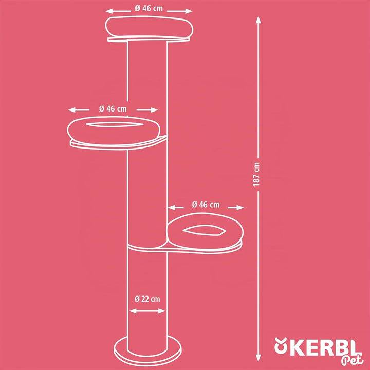 Kerbl Pet Kratzbaum Dolomit Tower, Ø38cm Höhe 187cm, beige