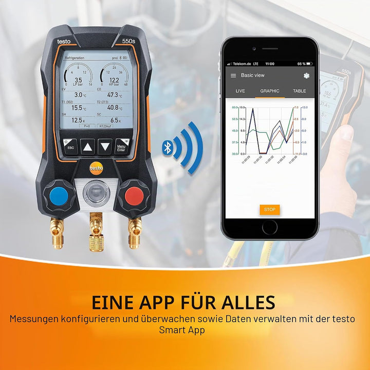 Testo 550s AC Krümmermessgerät Set - Krümmermessgeräte Hvac und Kühlung - inkl. 2 kabelgebundene Tem