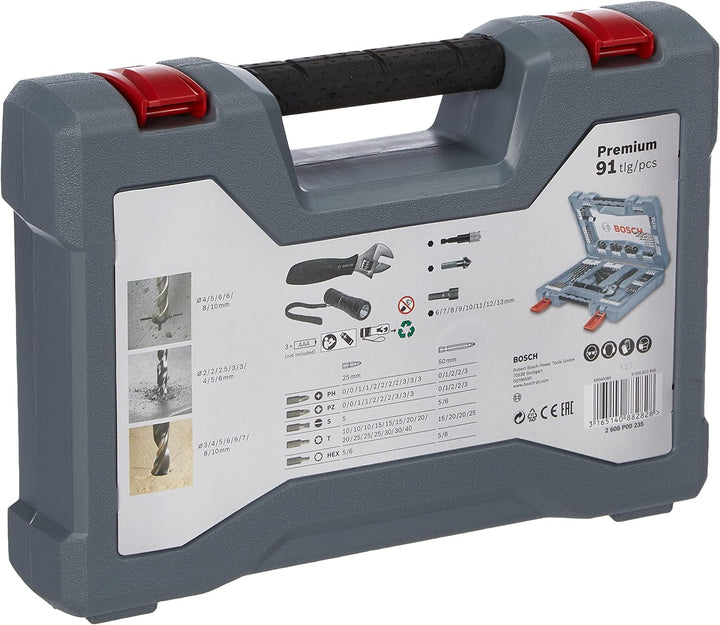 Bosch Professional 91tlg. Bits und Bohrer Premium X-Line Set (Betonbohrer, Fliesenbohrer, Universalh