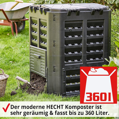 HECHT Thermokomposter aus Kunststoff – Schnellkomposter mit praktisches Stecksystem – Robuster & hoc