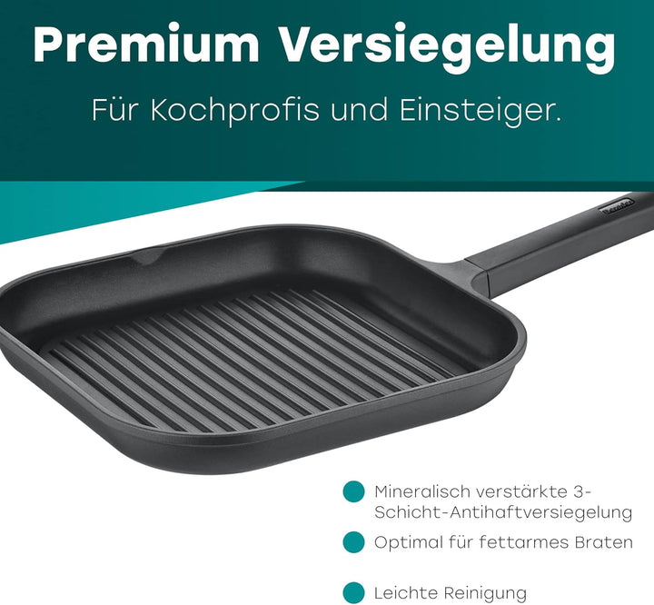 Berndes - Grillpfanne 28 x 28 cm 20 cm Linie Edition 100 aus Aluminium mit Antihaftbeschichtung a00b