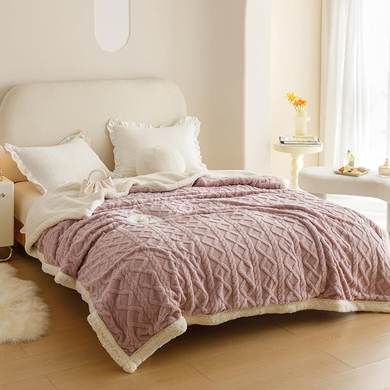 RongRongIN Kuscheldecke 180x200 cm Herbst Winter Flauschig Decke für Bett Sofa Couch – Hell Lila, Ex