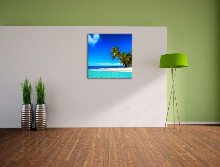Pixxprint Herz aus Wolken über dem Meer, Format: 70x70 auf Leinwand, 70x70