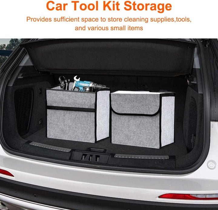Auto Organizer Toolbag Kofferraum mit Klett Fixierung - 2 Stück Kofferraumtasche für Werkzeug & Auto