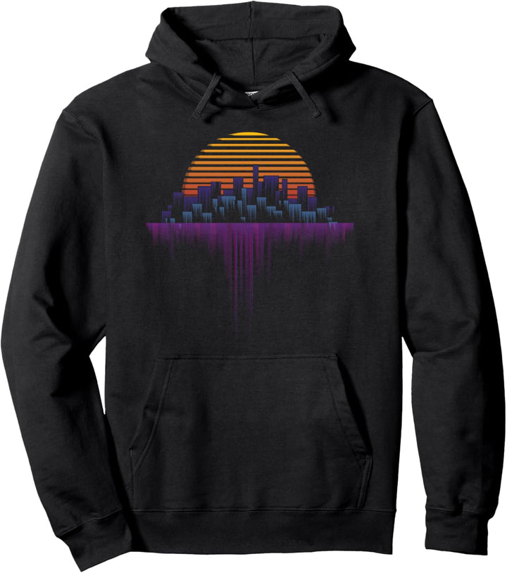 Retrowelle Dampfwelle Stadt Sonnenuntergang Ästhetik Pullover Hoodie